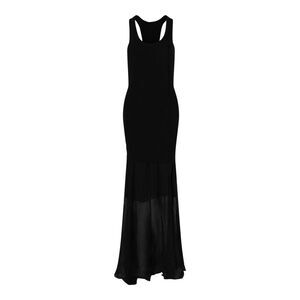 Givenchy Ribbed Bustier Mesh Maxi Dress Black Womens